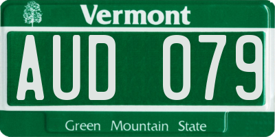 VT license plate AUD079