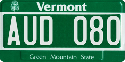VT license plate AUD080