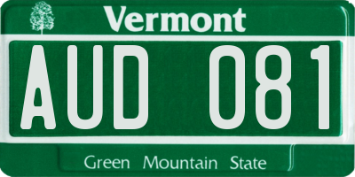 VT license plate AUD081