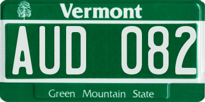 VT license plate AUD082