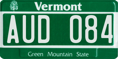 VT license plate AUD084