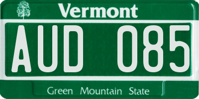 VT license plate AUD085