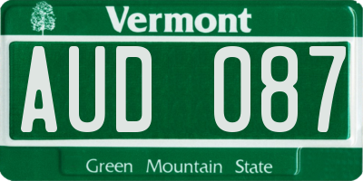 VT license plate AUD087