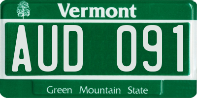 VT license plate AUD091