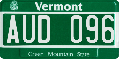 VT license plate AUD096