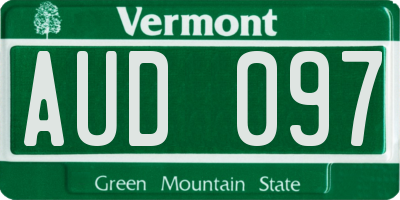 VT license plate AUD097