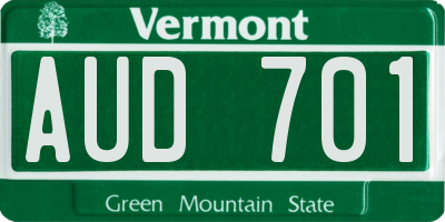 VT license plate AUD701