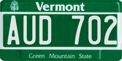 VT license plate AUD702