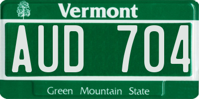 VT license plate AUD704