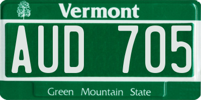VT license plate AUD705