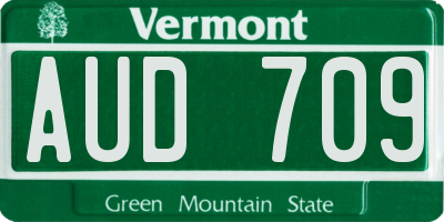 VT license plate AUD709