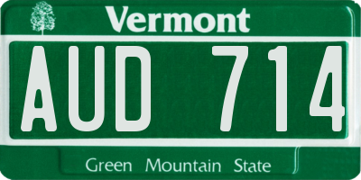 VT license plate AUD714