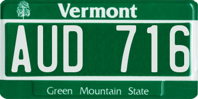 VT license plate AUD716