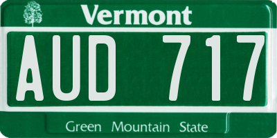 VT license plate AUD717