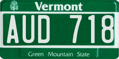 VT license plate AUD718