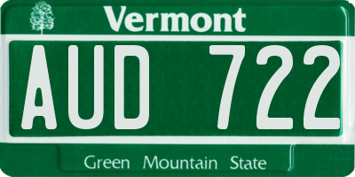 VT license plate AUD722