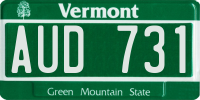 VT license plate AUD731