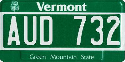 VT license plate AUD732