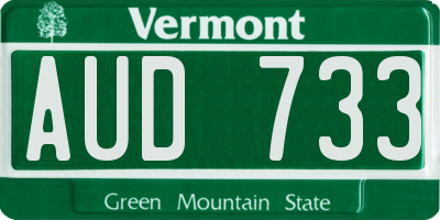 VT license plate AUD733