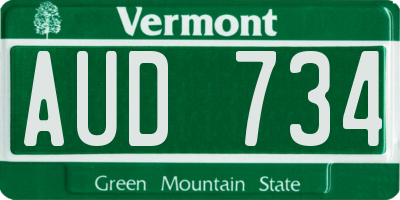 VT license plate AUD734