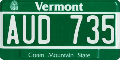 VT license plate AUD735