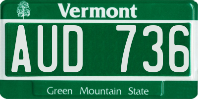 VT license plate AUD736