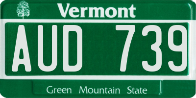 VT license plate AUD739