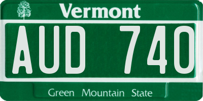 VT license plate AUD740