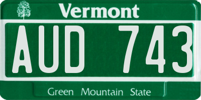 VT license plate AUD743