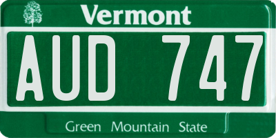 VT license plate AUD747