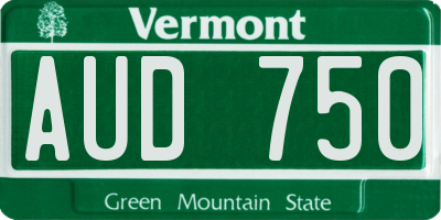 VT license plate AUD750