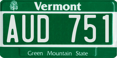 VT license plate AUD751