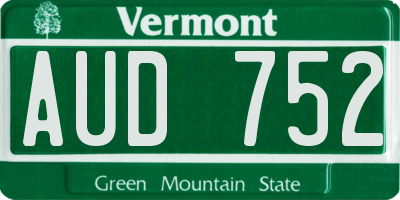 VT license plate AUD752