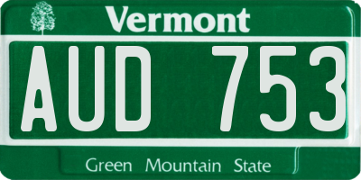 VT license plate AUD753