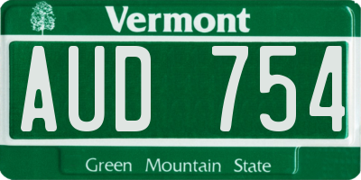 VT license plate AUD754