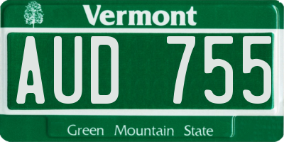 VT license plate AUD755