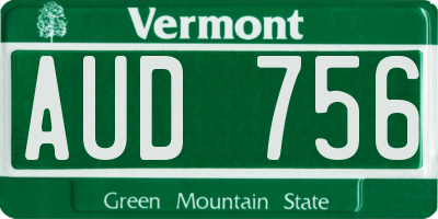VT license plate AUD756