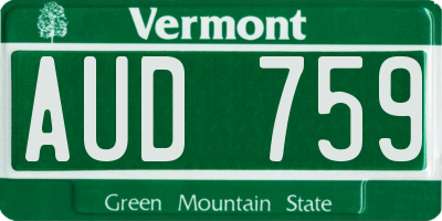 VT license plate AUD759