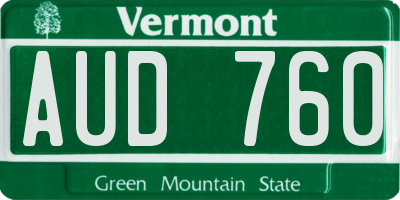 VT license plate AUD760