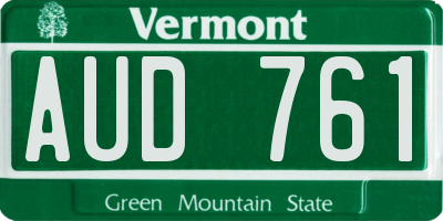 VT license plate AUD761