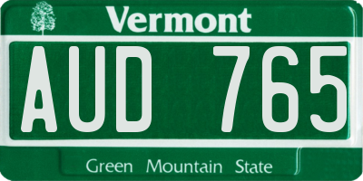 VT license plate AUD765