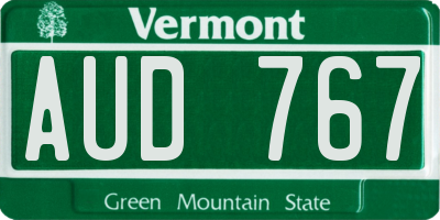 VT license plate AUD767