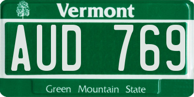 VT license plate AUD769