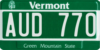 VT license plate AUD770