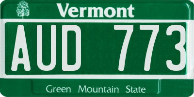 VT license plate AUD773