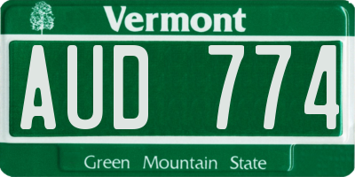 VT license plate AUD774