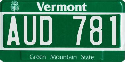 VT license plate AUD781