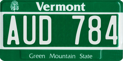 VT license plate AUD784