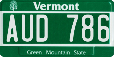 VT license plate AUD786