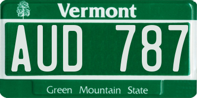 VT license plate AUD787